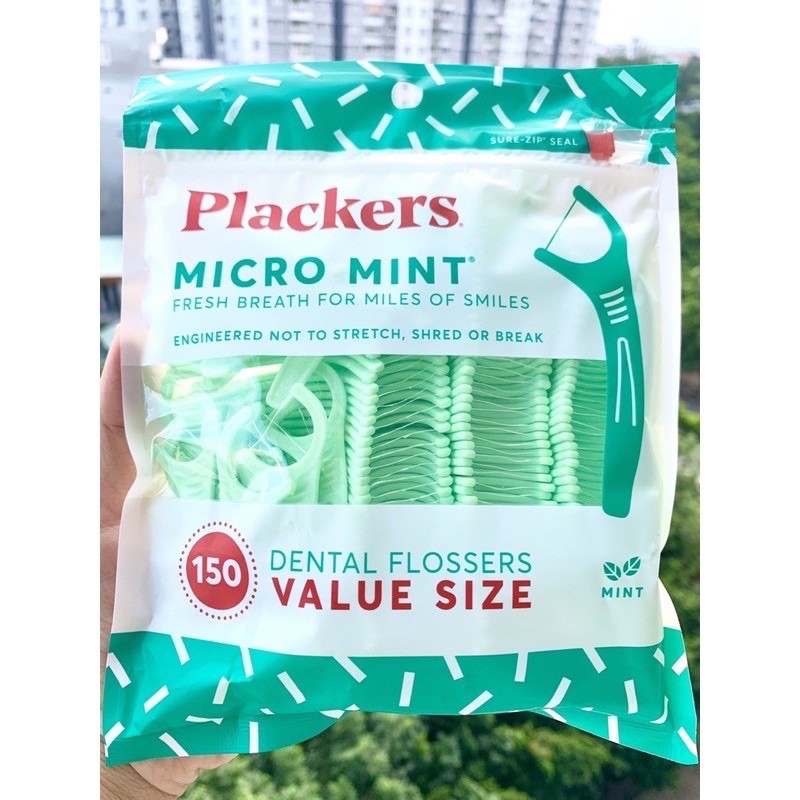 Tăm chỉ nha khoa Placker Micro Mint của Mỹ 1 gói 150cai