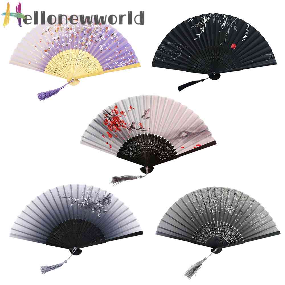 Quạt Xếp Cầm Tay Bằng Lụa Phong Cách Trung Hoa