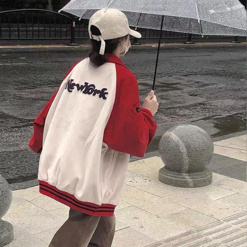 Áo Khoác Bomber Nam Nữ Áo Khoác Nỉ Ngoại Phối Tay Trắng Đỏ Unisex Form Rộng Hàng Hot Trend | BigBuy360 - bigbuy360.vn