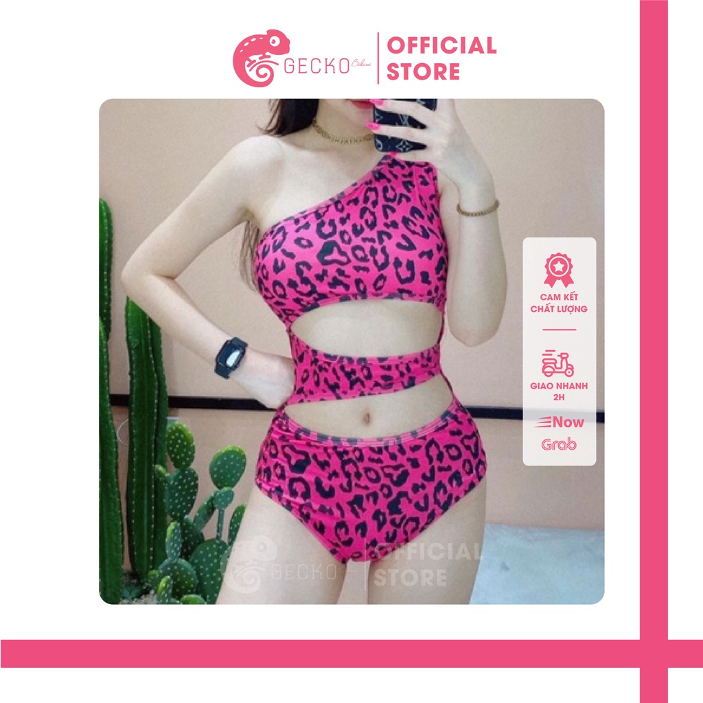 Bikini Đồ Bơi 1 Mảnh Da Beo Hồng và Nâu GK0120 (Ảnh Thật)