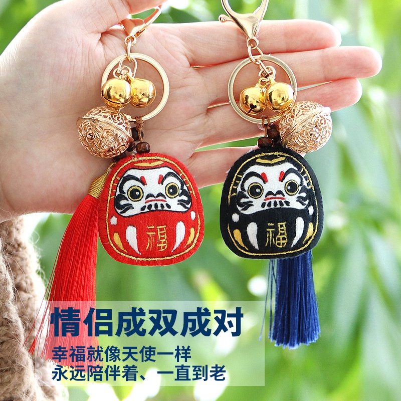 Móc Khóa May Mắn Thêu Hình Mèo May Mắn Phong Cách Trung Hoa