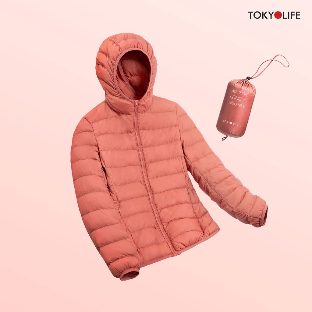 Áo Khoác Lông Vũ Cao Cấp Siêu Nhẹ, Ấm Nữ mũ liền TOKYOLIFE I9FEJ002J