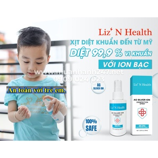 Dung dịch xịt kháng khuẩn nano bạc 100ml - nano silver - liz'n health hàng chính hãng mỹ