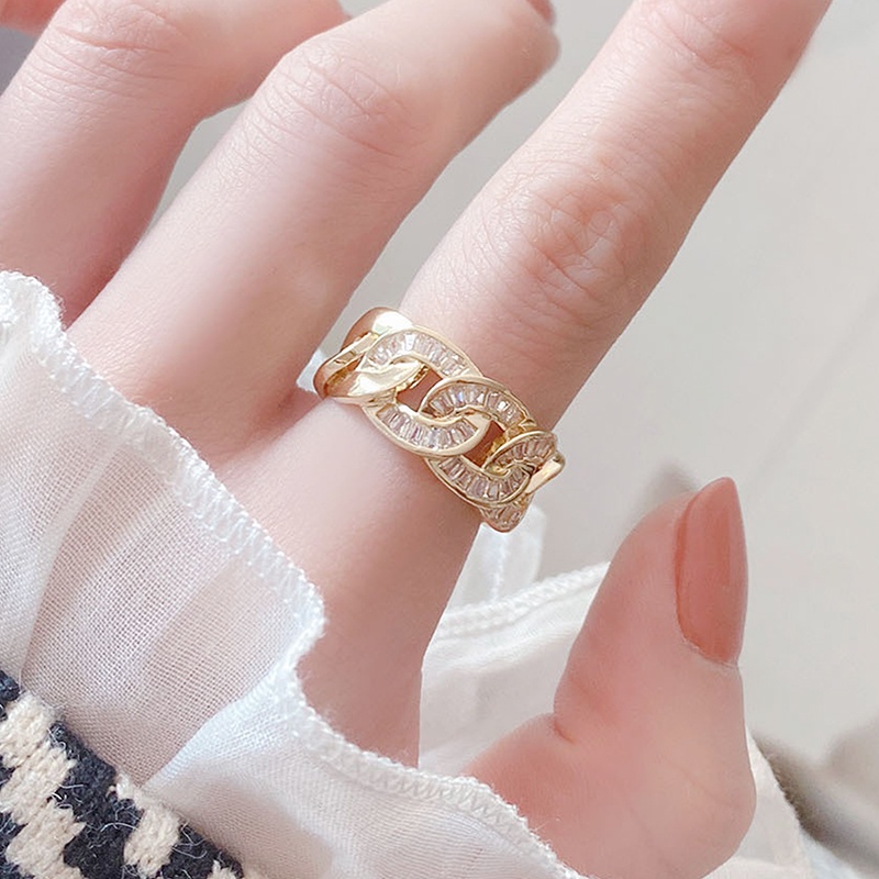 Nhẫn Đính Đá Zircon Lấp Lánh Siêu Sáng Có Thể Điều Chỉnh Làm Quà Tặng Đám Cưới Cho Nữ