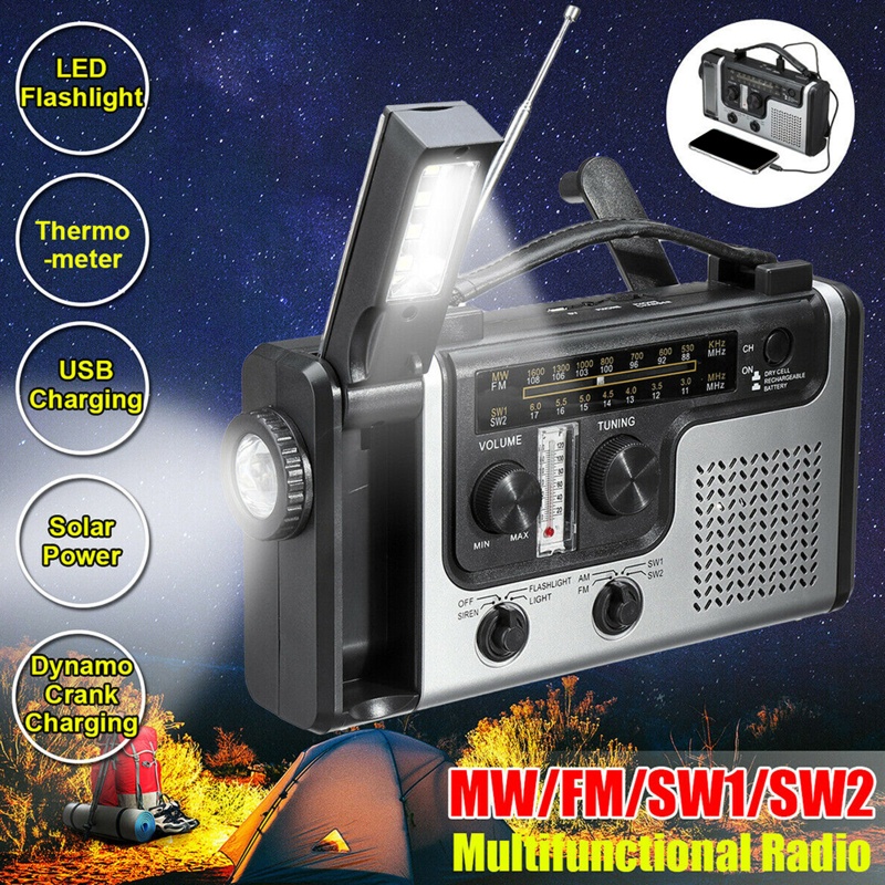 Radio AM / FM / SW1 / SW2 3.7V 1200mAh Có Đèn Đa Năng Tiện Dụng