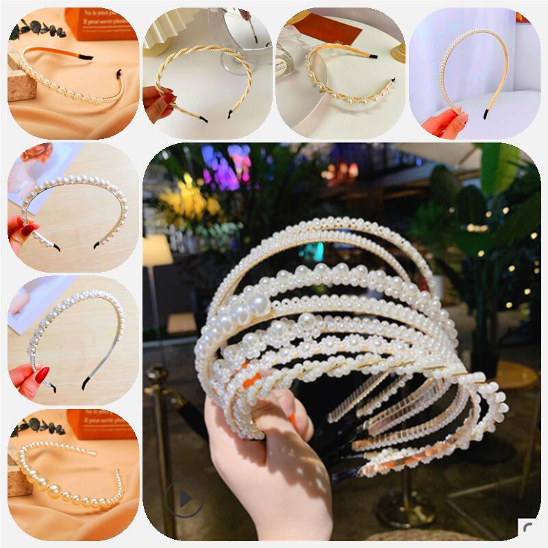 Băng đô cài tóc đính ngọc trai phong cách Hàn Quốc phong cách đơn giản