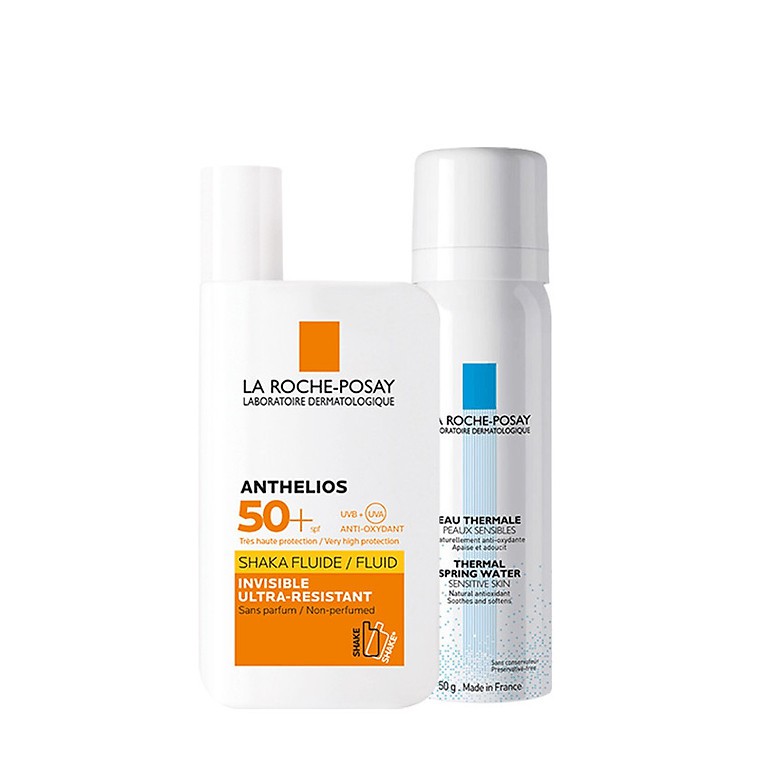 Larocheposay - Bộ đôi Kem chống nắng La Roche-Posay Anthelios Shaka Fluid 50ml &amp; Nước khoáng làm dịu da 50ml