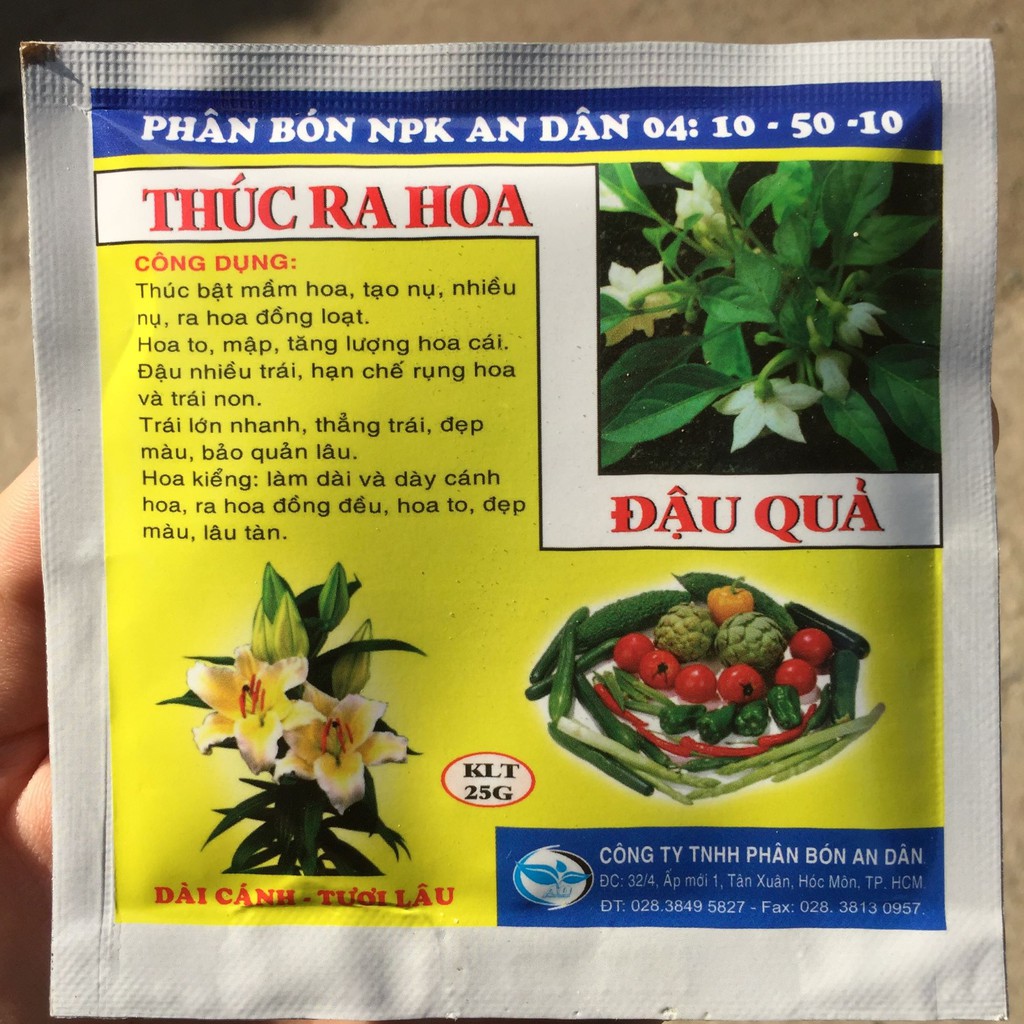 Phân bón NPK An Dân 04 (10 - 50 - 10) -Thúc ra hoa Gói 25gr