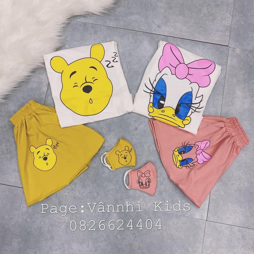 Bộ cotton gấu/vịt phối quần giả váy TẶNG KHAUU TRRANG xinh yêu hết nấc cho bé gái - BGV
