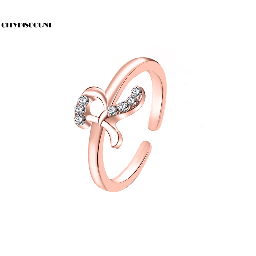 Nhẫn Hở Khắc Chữ A Đến Z Đính Đá Thời Trang