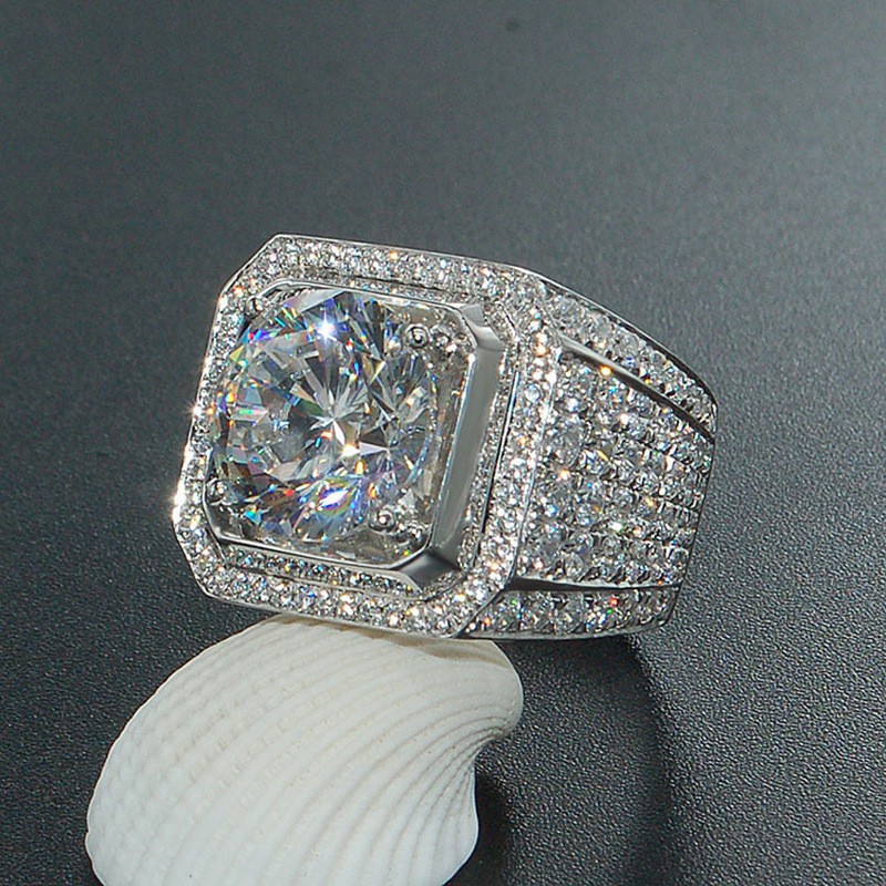 Nhẫn Đính Đá Sapphire Trắng Sang Trọng Cho Nam Và Nữ