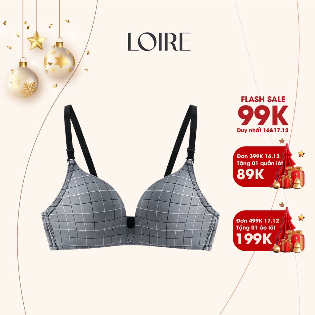 [Mã WABRLR30 giảm 10% đơn 99K] Áo Lót Không Gọng Đệm Mỏng Loirechic BRC02 Kẻ caro + Đệm liền + 3 Nấc cài