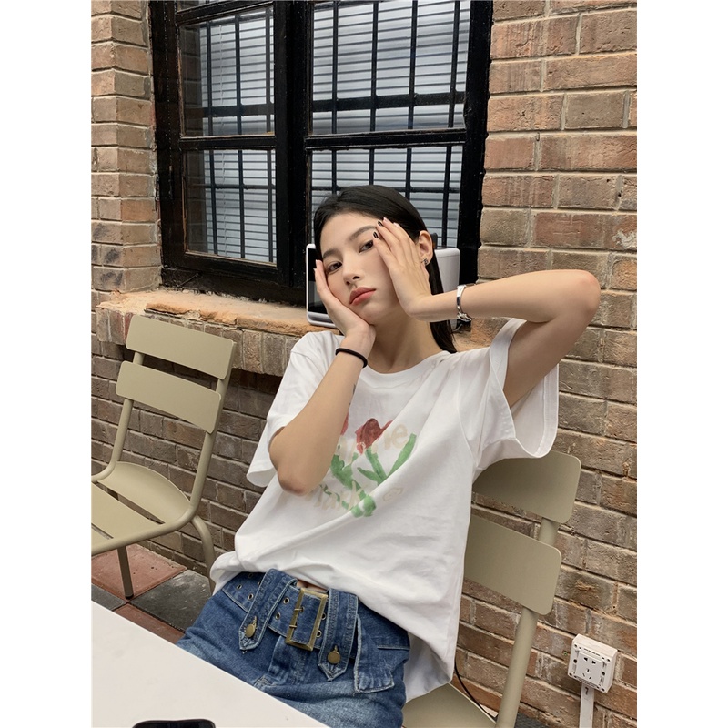 Áo Thun Cotton Trơn Dáng Rộng Thoáng Khí Ngắn Tay Thời Trang 49378