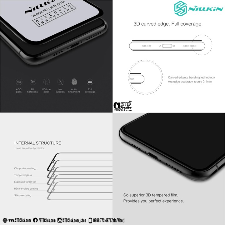 KÍNH CƯỜNG LỰC IPHONE 11 - 11 PRO - 11 PRO MAX NILLKIN 3D CP+MAX CÓ MÀNG LOA CHÍNH HÃNG