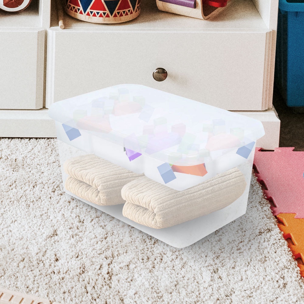HomeBase STACKO Thùng nhựa đựng đồ đa năng có nắp Thái Lan W19.5xH14xD29cm màu trắng trong
