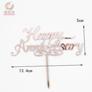 Phụ kiện trang trí bánh sinh nhật_Mica Anniversary hồng