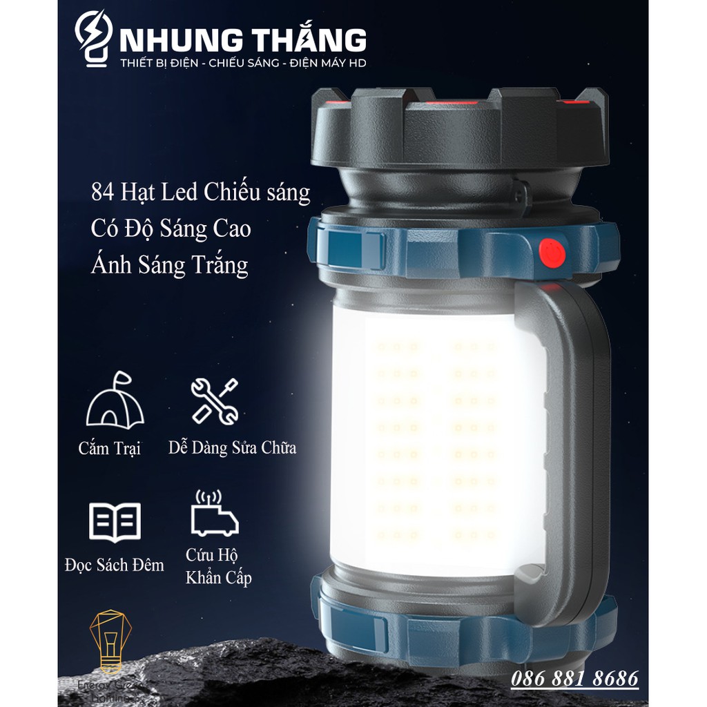 Đèn Pin Cầm Tay 2 Nguồn LED Siêu Sáng TG-TZ00904 - Pin Sạc Tích Điện - Dung Lượng Pin 2400mAh - Bảo Hành 1 Năm