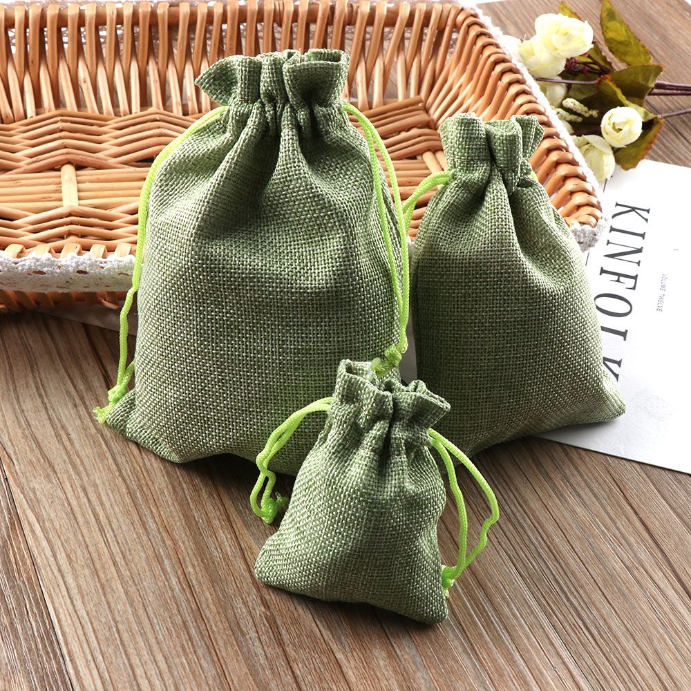 Túi Đựng Kẹo Bằng Vải Lanh Có Dây Rút Nhiều Màu Sắc Trang Trí Nhà Cửa/ Tiệc Cưới Giáng Sinh