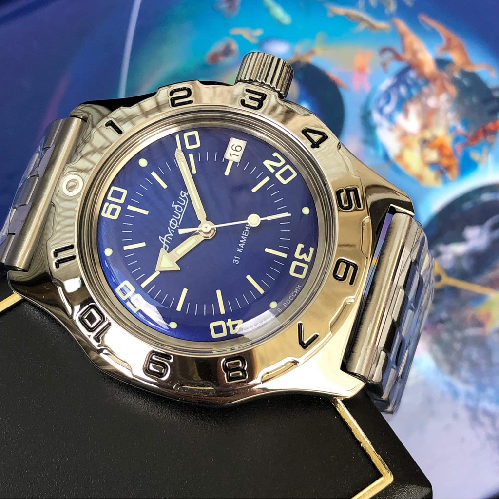 Đồng hồ nam Vostok máy cơ tự động Automatic, size mặt 41, chống nước tốt 20 ATM. Đồng hồ Nga Vostok Amphibia 100846