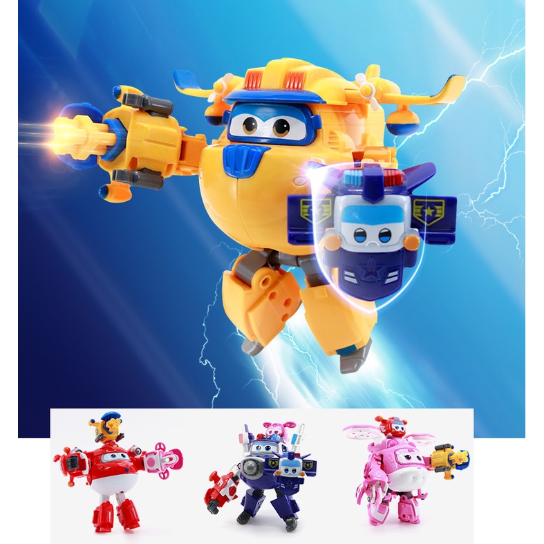 Bộ mô hình super wings Máy bay robot Donnie và thú cưng đồ chơi trẻ em