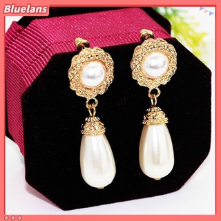 Đôi bông tai hình giọt nước đính ngọc trai phong cách sang trọng cho nữ