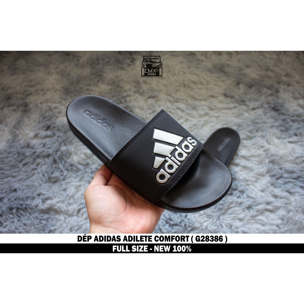 [ HÀNG CHÍNH HÃNG ] Dép Adidas Adilete Comfort Big Silver Logo ( CG3425 ) - REAL AUTHETIC 100%