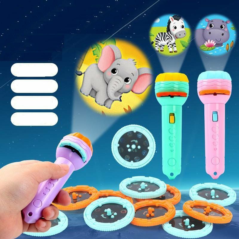Đèn pin chiếu hình cho bé 10 đĩa 80 hình chiếu ngộ nghĩnh
