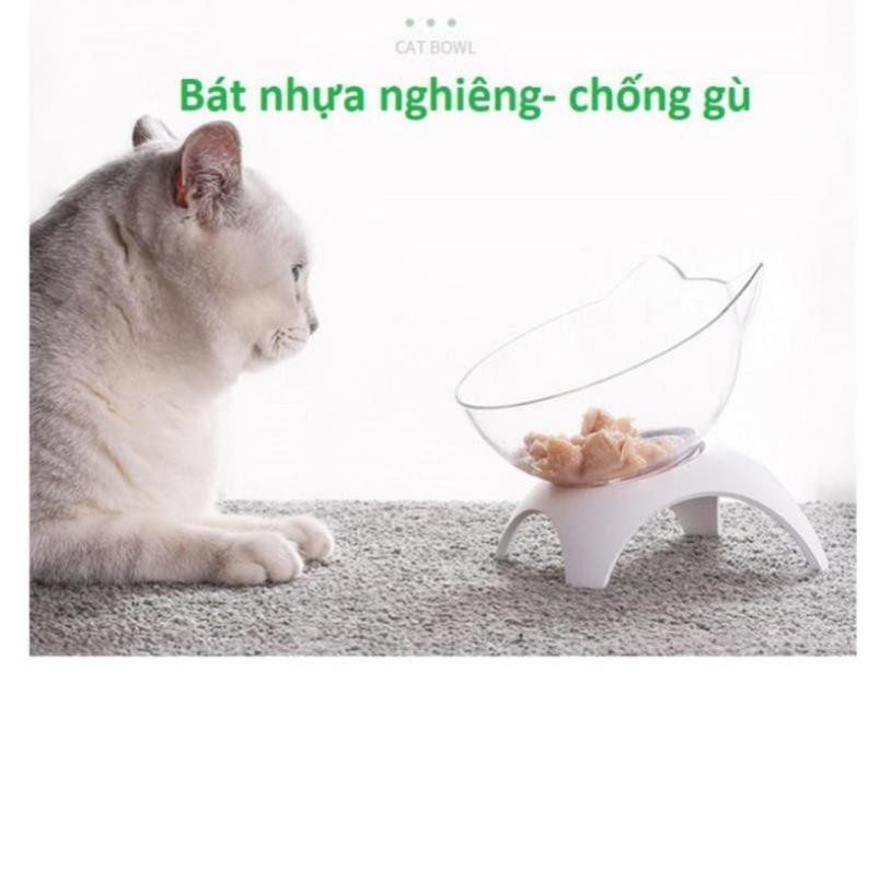 BÁT NHỰA NGHIÊNG BÁT CHO CHÓ MÈO - CHÉN ĐỰNG THỨC ĂN CHỐNG GÙ THÚ CƯNG NHỎ