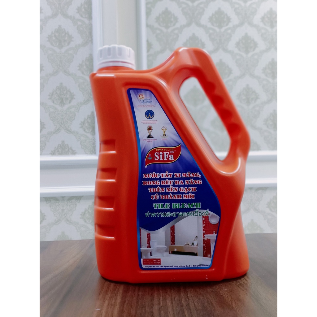 Nước tẩy xi măng 2L, ố vàng chuyên tẩy các vế vi măng sau công trình, ố vàng lâu ngày, các vế bẩn trên gạch men