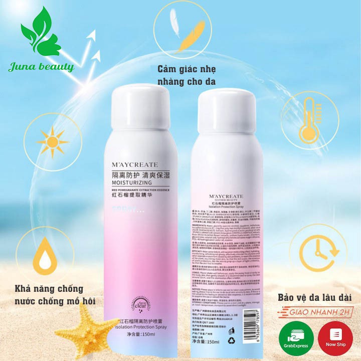 [RẺ VÔ ĐỊCH]Hàng Chuẩn Xịt Chống Nắng Trắng Da Maycreate 150ml Spf35