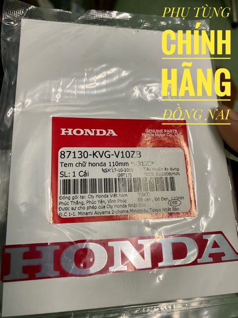 TEM CHỮ HONDA MÀU INOX NỀN ĐỎ/ĐEN CHÍNH HÃNG HONDA