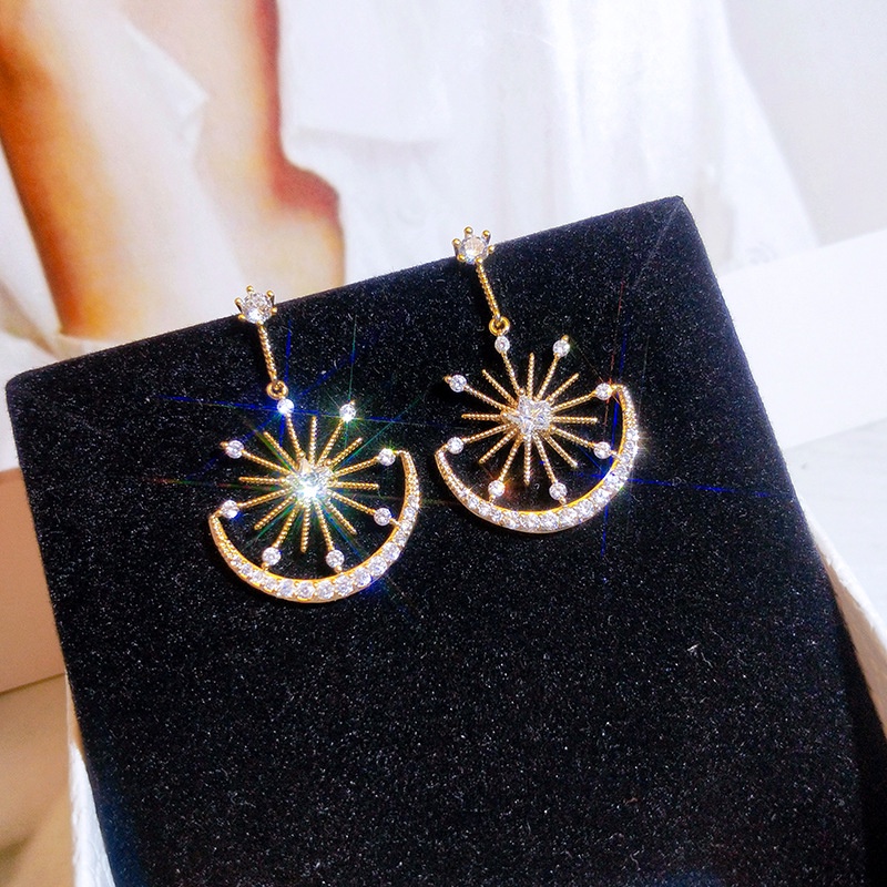 Bông Tai Đính Đá Zircon Lấp Lánh Phong Cách Hàn Quốc Thời Trang Cho Nữ