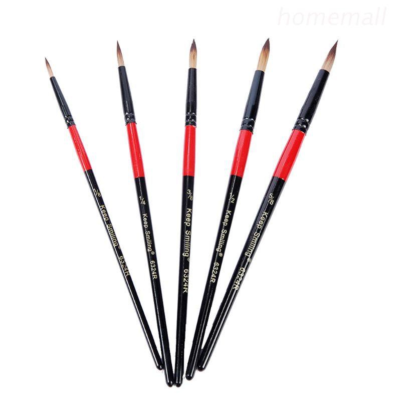 HO 5 Pcs Black Aluminum Tube Paint Brush Set  Kit For Oil Watercolor Acrylic Drawing Tools