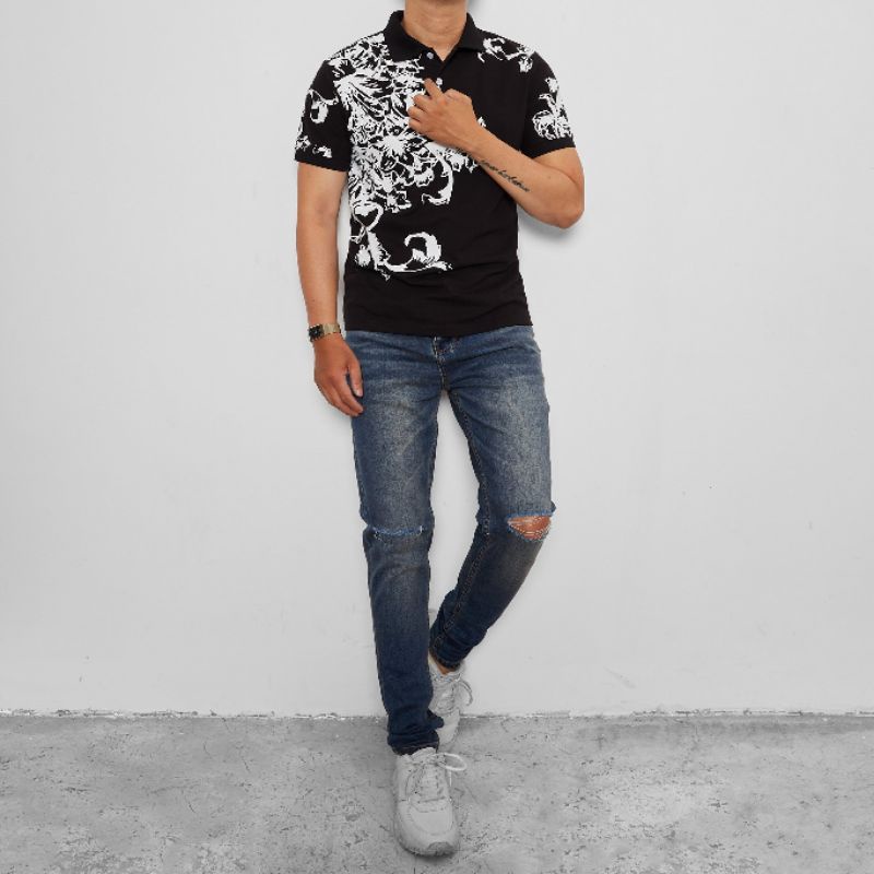 Áo thun polo phông cổ trụ HỌA TIẾT hoa văn hình xăm cao cấp VNXK