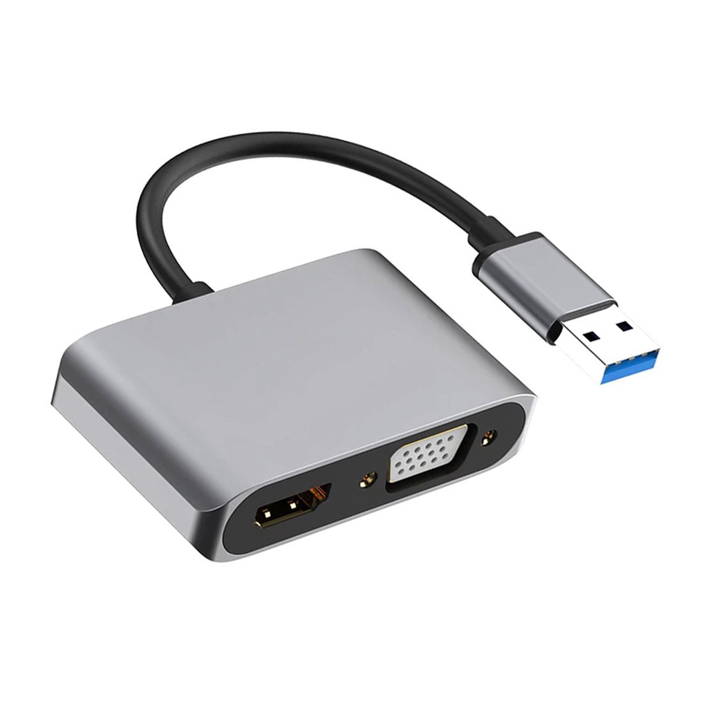 [New promo]USB 3.0 To HDMI-Compatible VGA Adapter 4K Multi-display Portable 3in1 Hub