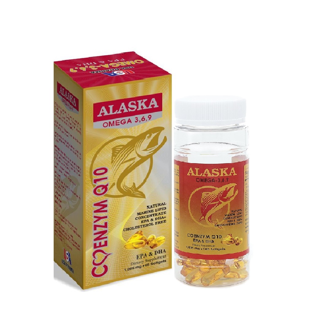 Viên dầu cá Alaska Omega 369 bổ não, sáng mắt, tốt cho tim mạch Chai vàng - Hộp 100 viên