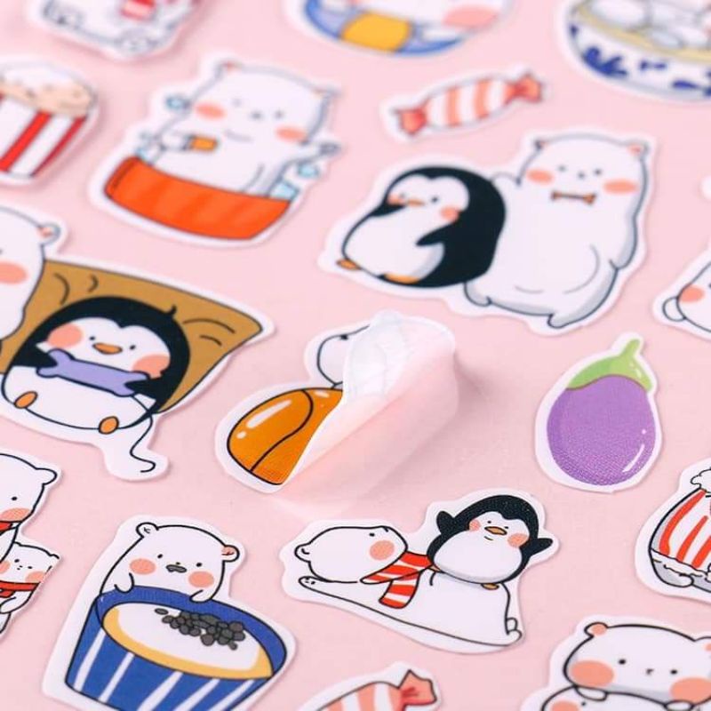 Sticker 1 Tấm Thường Hình Dán Con Vật Dễ Thương