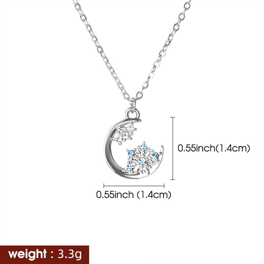 Vòng cổ choker bằng thép titan mặt hình bông tuyết phối mặt trăng tinh tế phong cách Hàn Quốc dùng làm quà giáng sinh