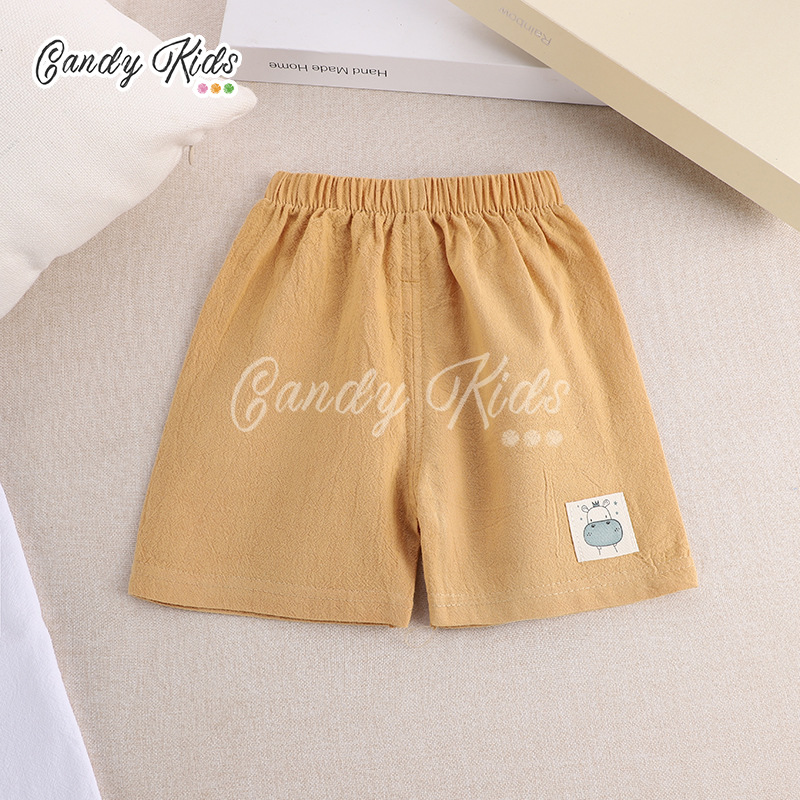 Quần Short Cotton Màu Trơn Kiểu Hoạt Hình Xinh Xắn Cho Bé 1-7 Tuổi