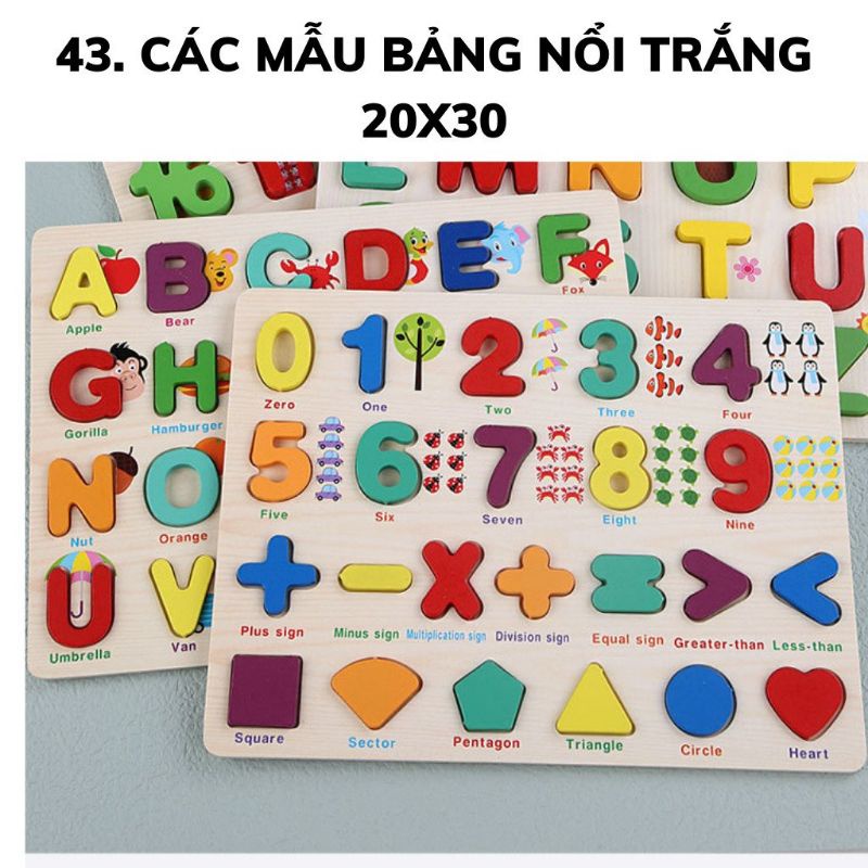 Bộ học chữ , học số Nổi bằng gỗ lắp ghép cho bé