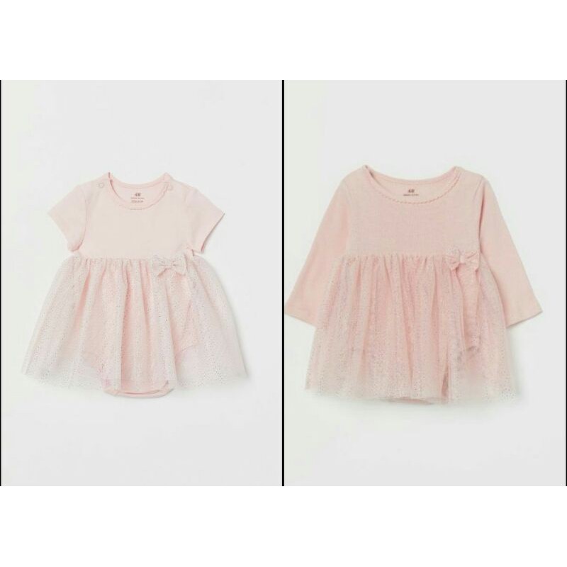 Váy liền bodychip hồng săn sale HM UK sz 2-4m, 4-6m, 6-9m