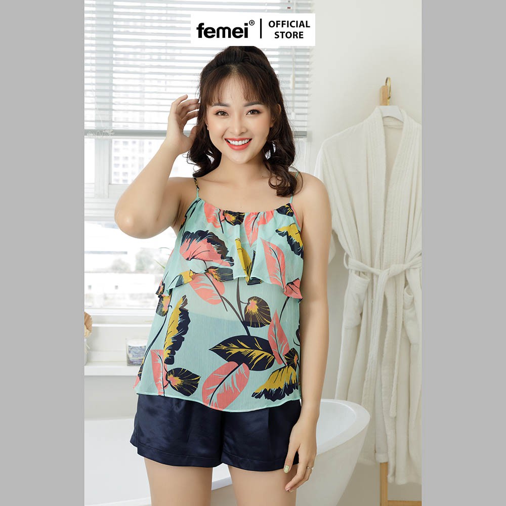 [Mã LT50 giảm 50k đơn 250k] FEMEI - Set bộ áo 2 dây quần short GAVY FEM015