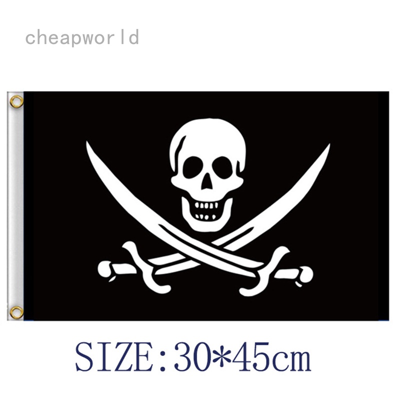 1Pc 30 * 45cm Đầu Lâu Lớn Crossbone Cờ Cướp Biển Biểu Ngữ Jolly Roger Treo Với Grommet Không Cực