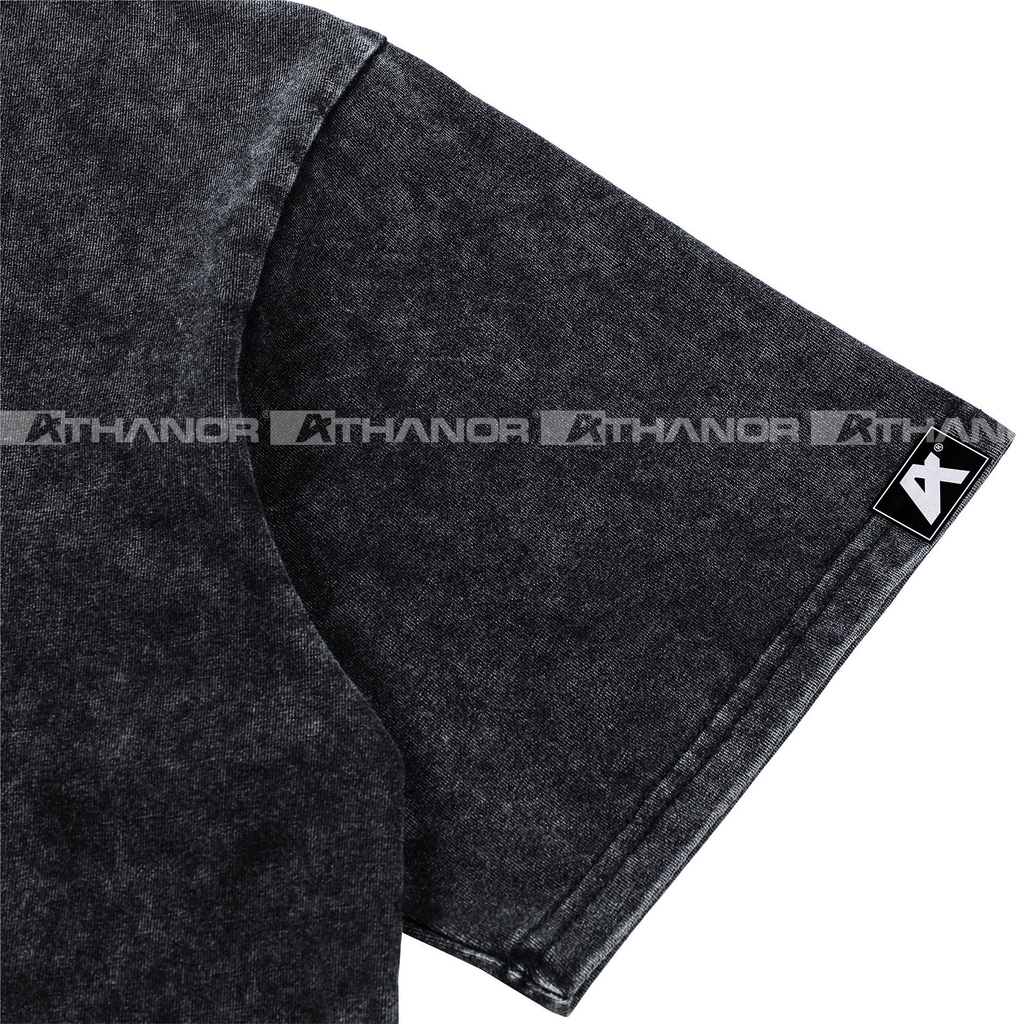 Áo wash xám ATHANOR form rộng tay lỡ unisex in hình thánh giá màu xám