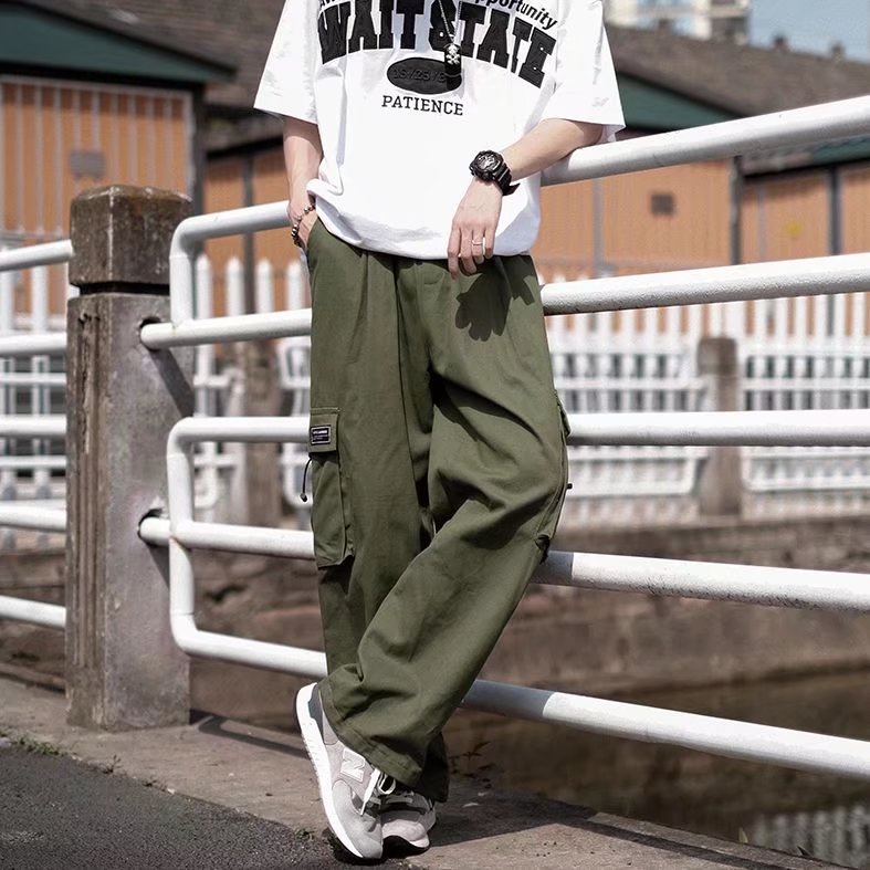 [M-3XL] Quần Ống Rộng Nhiều Túi Phong Cách Hip Hop Đường Phố Hàn Quốc Cho Nam