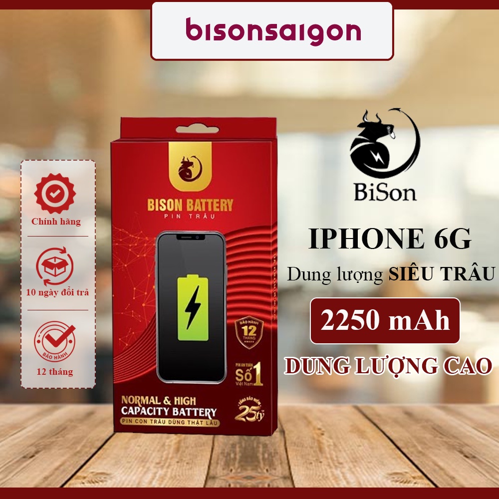 Pin iPhone 6 dung lượng siêu cao 2200mAh BISON chính hãng