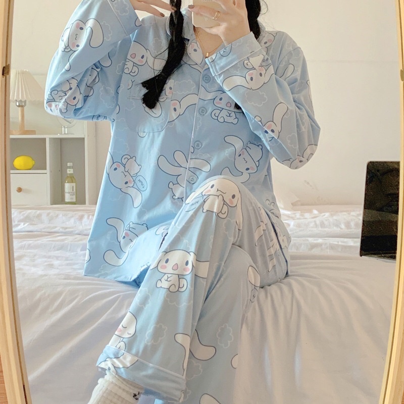 Set đồ ngủ Pyjama hoạ tiết cinnamoroll trắng bự  basic hàn quốc
