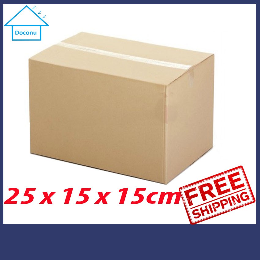 Hộp bìa carton DOCONU 25 x 15 x 15cm. Thùng gói hàng loại nhỏ