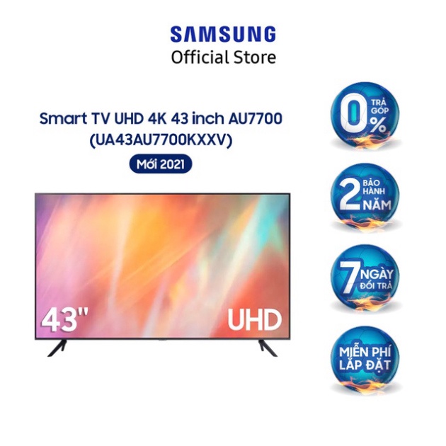 Smart Tivi Samsung Crystal UHD 4K 43 inch UA43AU7700KXXV - Miễn phí lắp đặt Full (Nguyên seal ) | BigBuy360 - bigbuy360.vn
