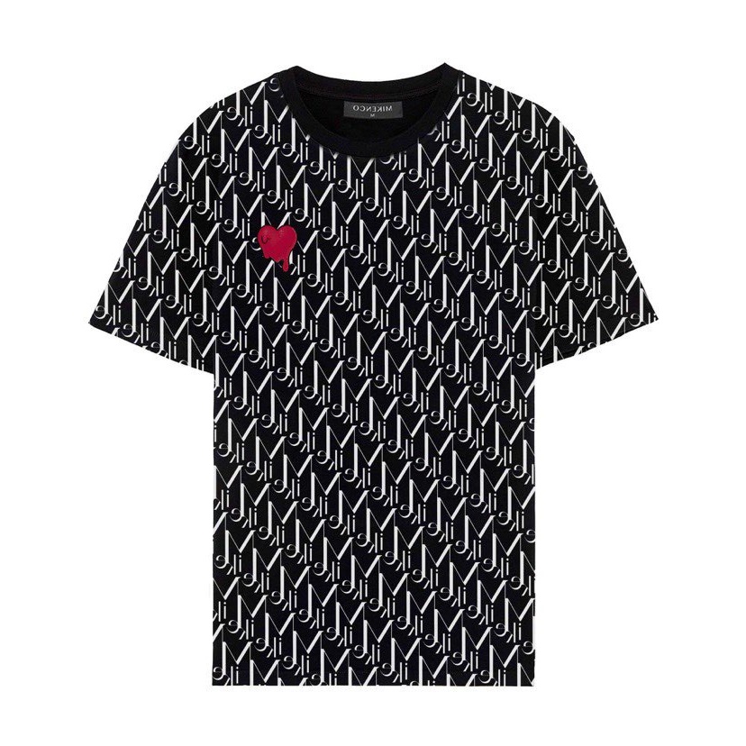 Áo thun tay lỡ Mike Tim Đỏ In Kín Mẫu Monogram 2 rộng đẹp HARIQUEEN - Áo phông nam nữ unisex kiểu hàn quốc vải cotton